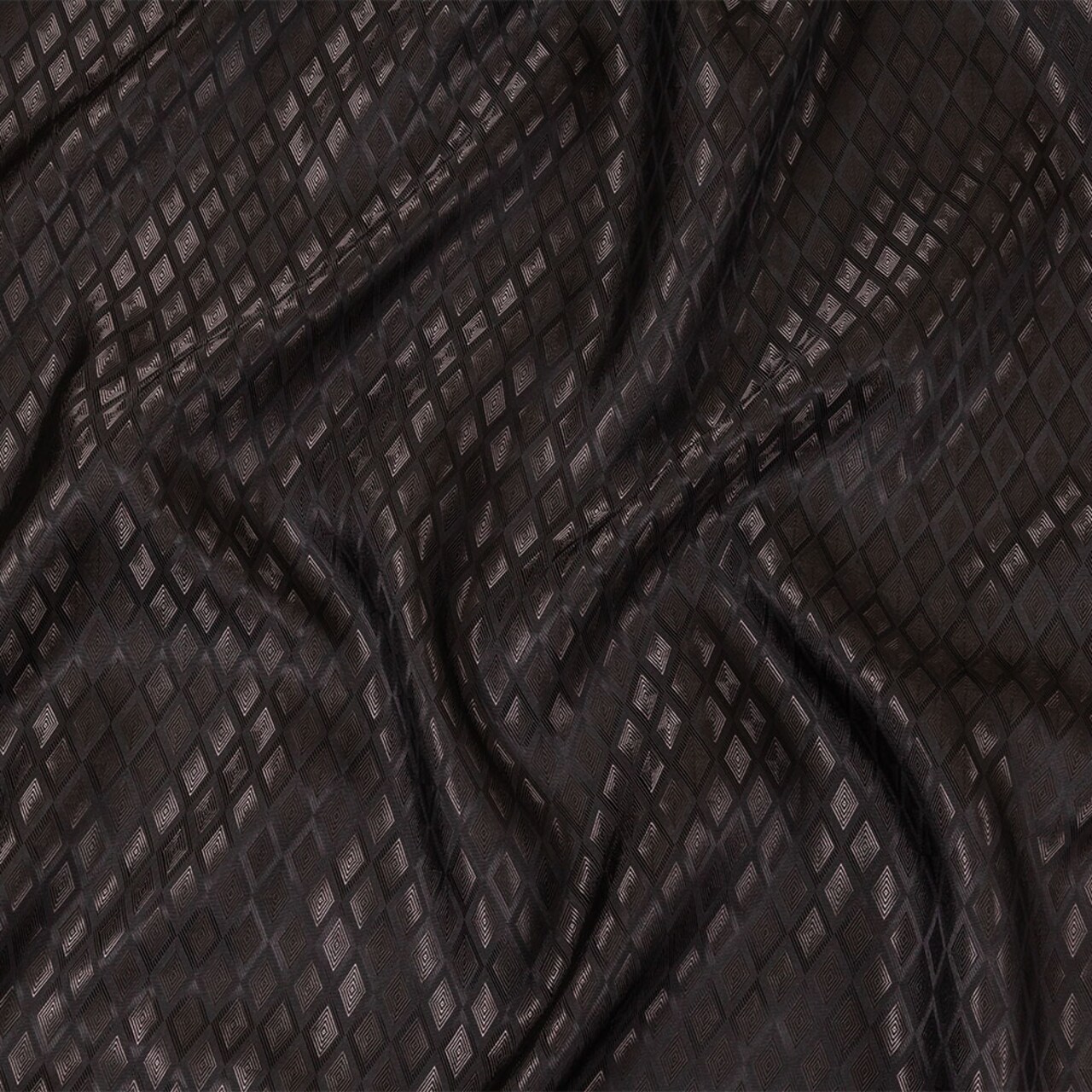1 Yard Black Charcoal Diamonds Jacquard Lining Fabric for Suits and Coats 55 Inch Width